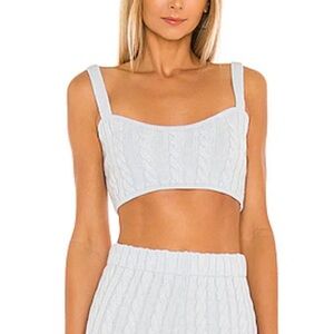 Ronny Kobo Collection White Cable Knit Crop Top